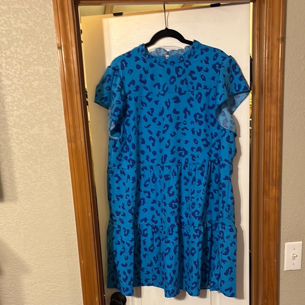 Blue Leopard Print Dress
